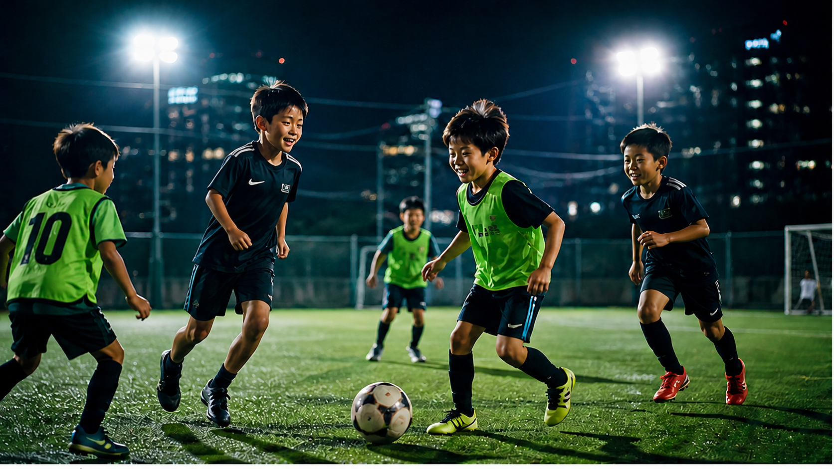 東京の通い放題ドリブル塾で子どもたちがミニゲームをする様子