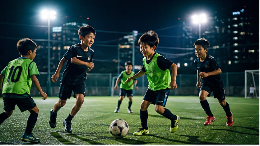 東京の通い放題ドリブル塾で子どもたちがミニゲームをする様子