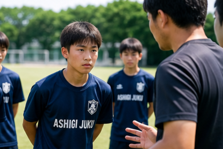東京の中学生サッカースクールでドリブルを練習する様子